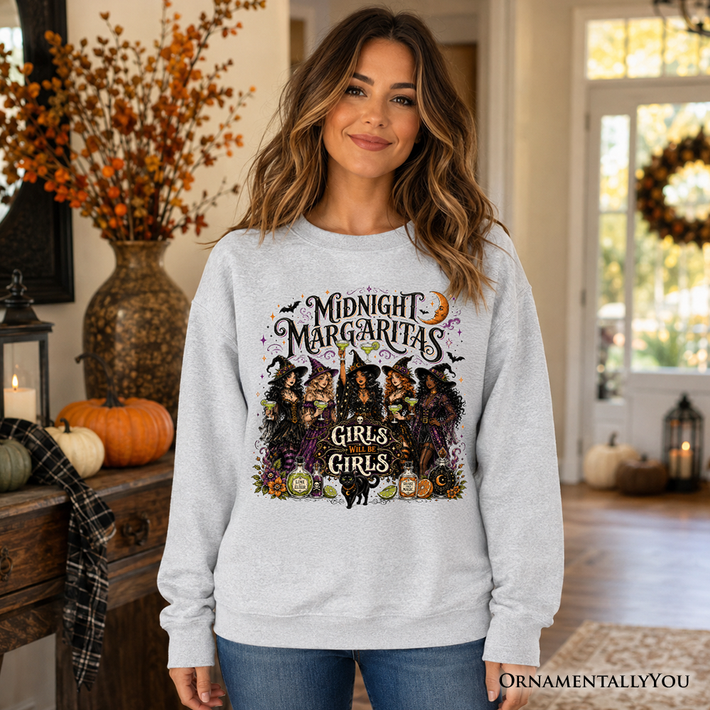 Midnight Margaritas Girls Will Be Girls Sweatshirt, Witch Coven Halloween Party Sweater