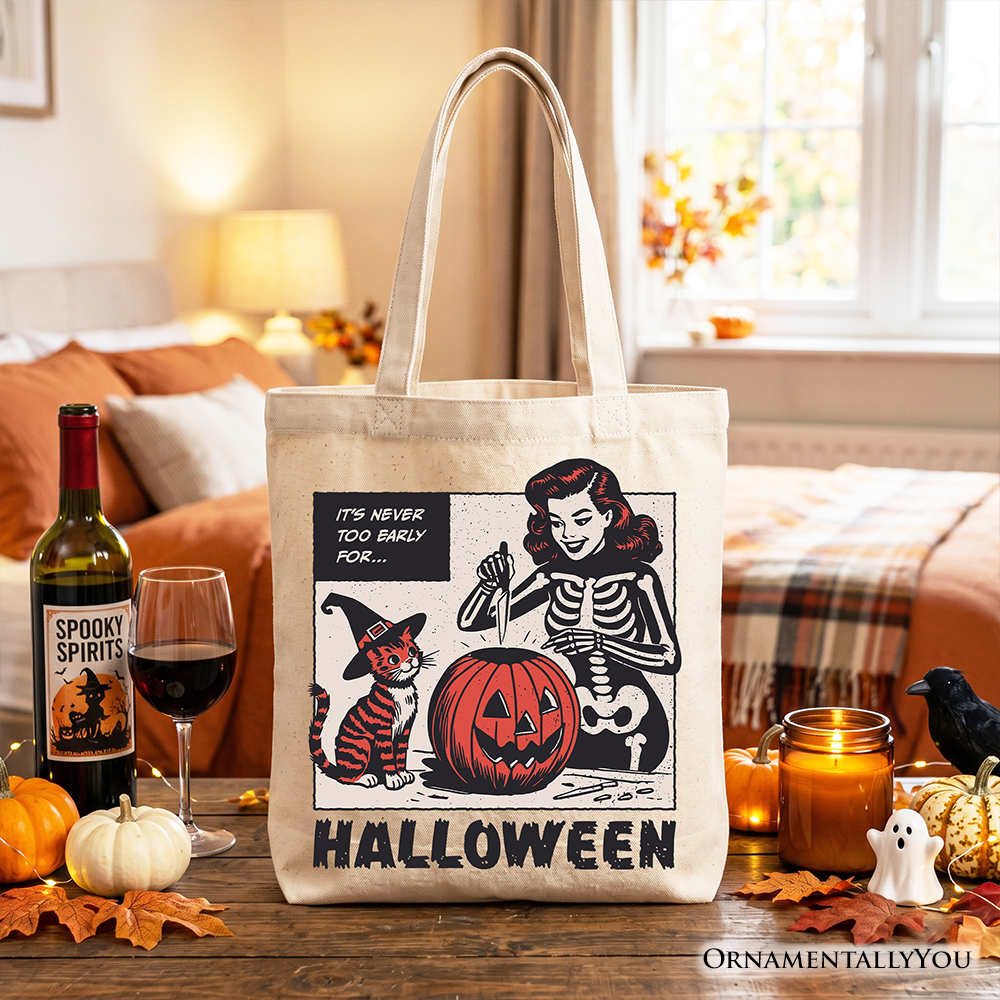 It's Never Too Early for Halloween Tote Bag, Retro Gift Shopper