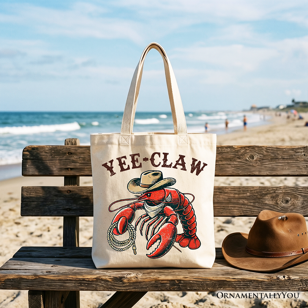 Yee Claw Lobster Cowboy Tote Bag Funny Western Animal Shopper