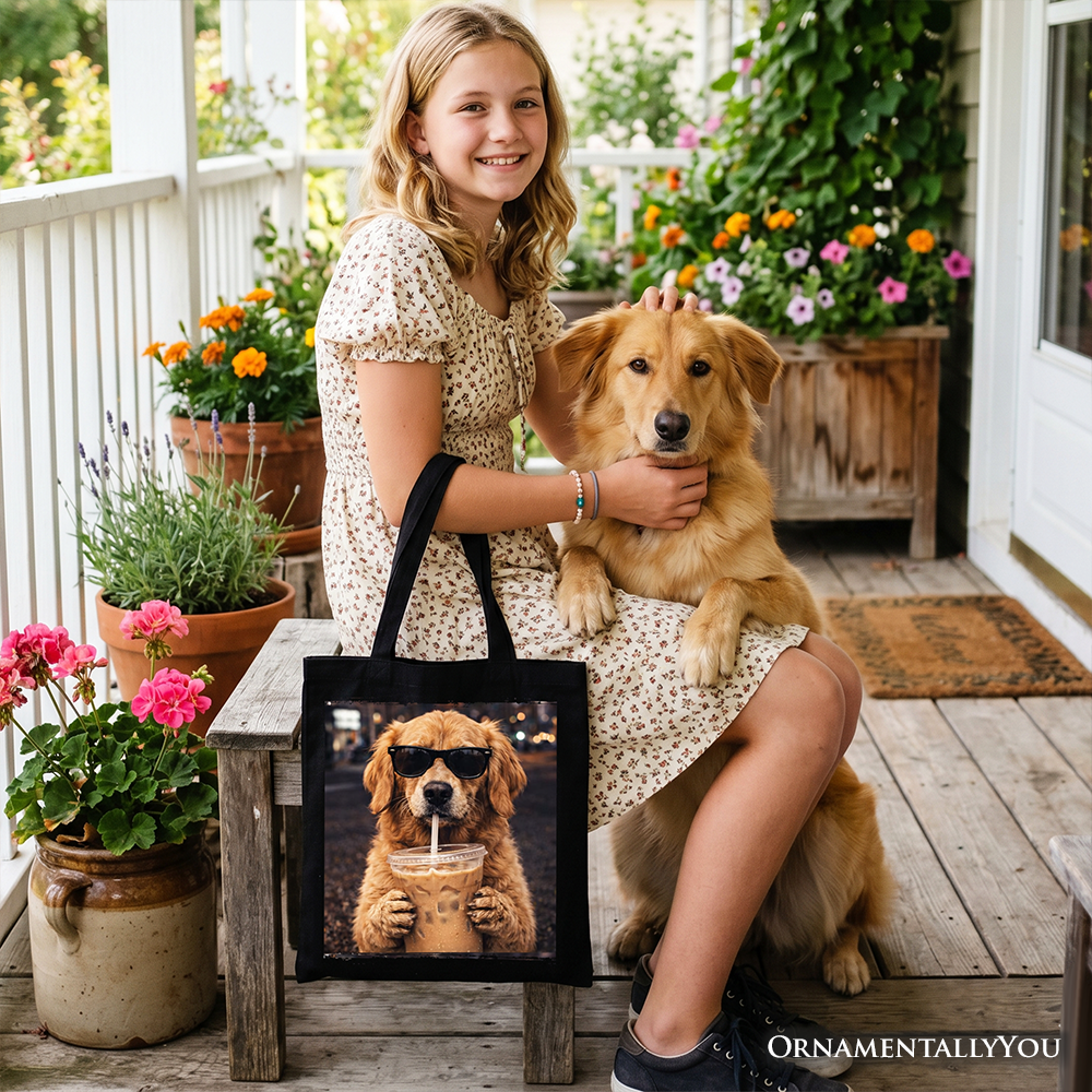 Golden Retriever Iced Coffee Tote Bag, Funny Dog Parents Gift