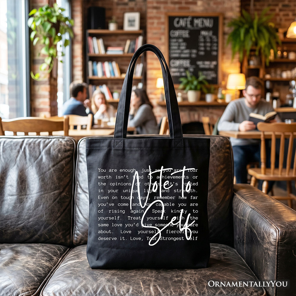 Note To Self Mental Health Tote Bag Motivational Canvas Shopper