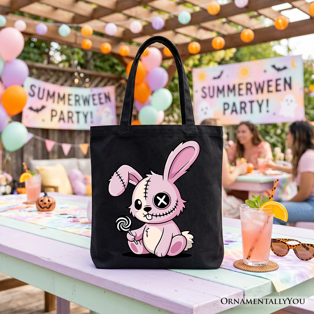 Pink Zombies Bunny Cute Gothic Halloween Shopper Tote Bag