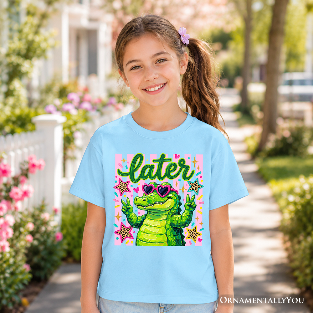 Later Alligator Kids T-Shirt - Whimsical Coquette Graphic Tee for Girls