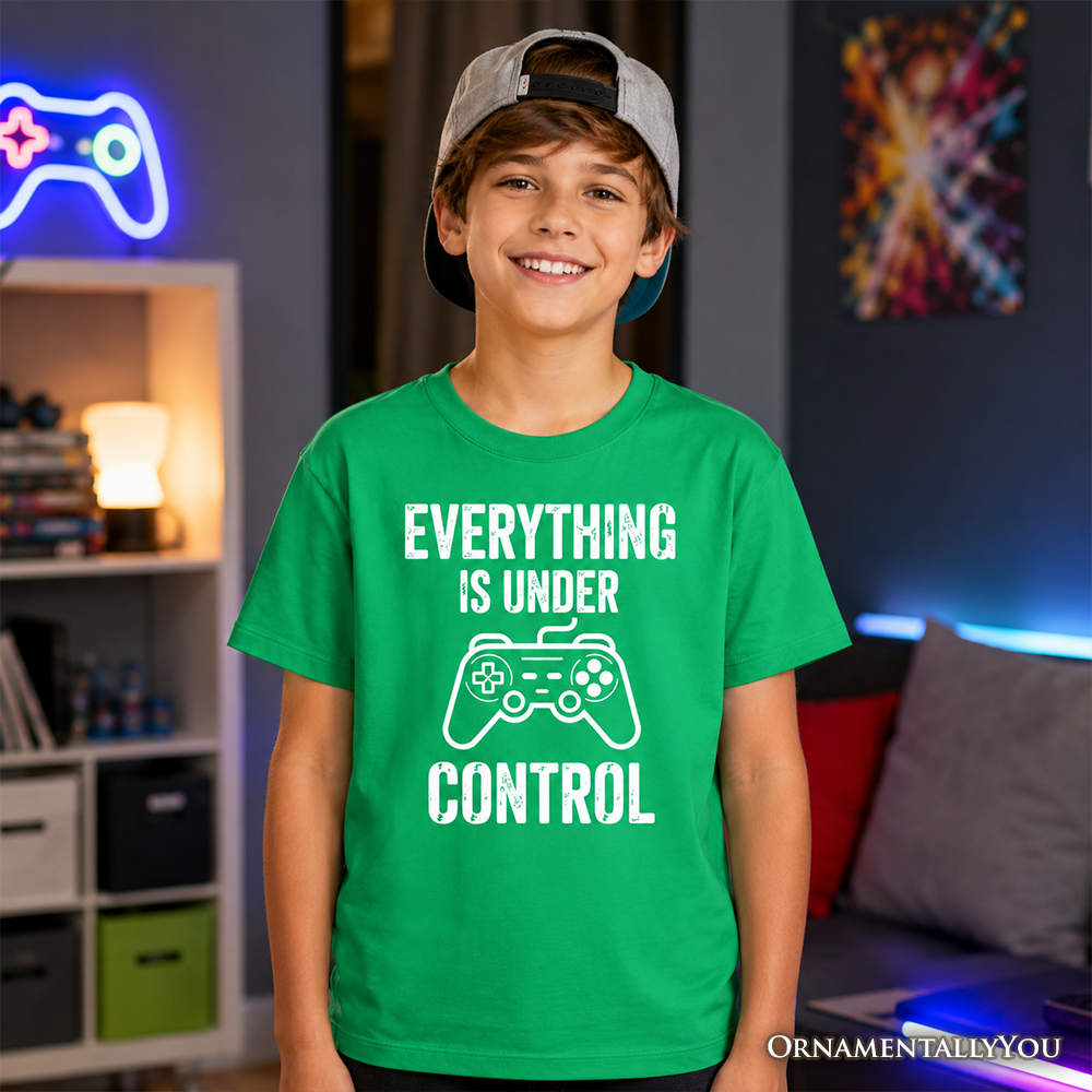 Kids Gamer T-Shirt Everything Is Under Control Graphic Cotton Tee