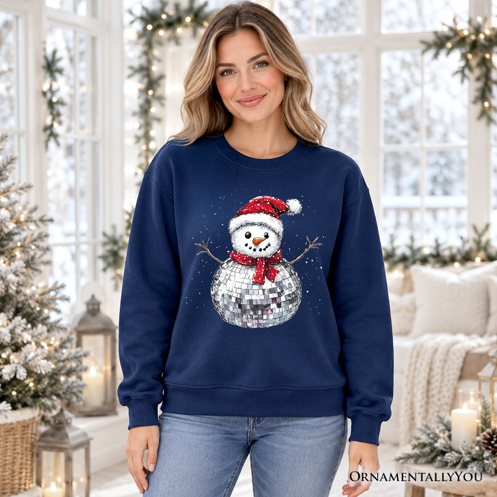 Disco Snowman Christmas Sweatshirt, Retro Holiday Sweater for Dancers