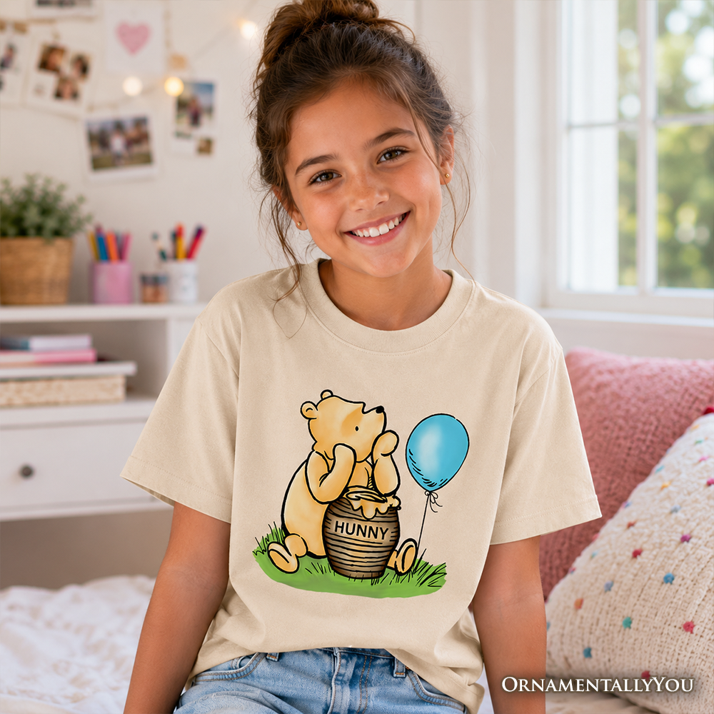 Winnie-the-Pooh Graphic Kids T-Shirt in Yellow and White Cotton