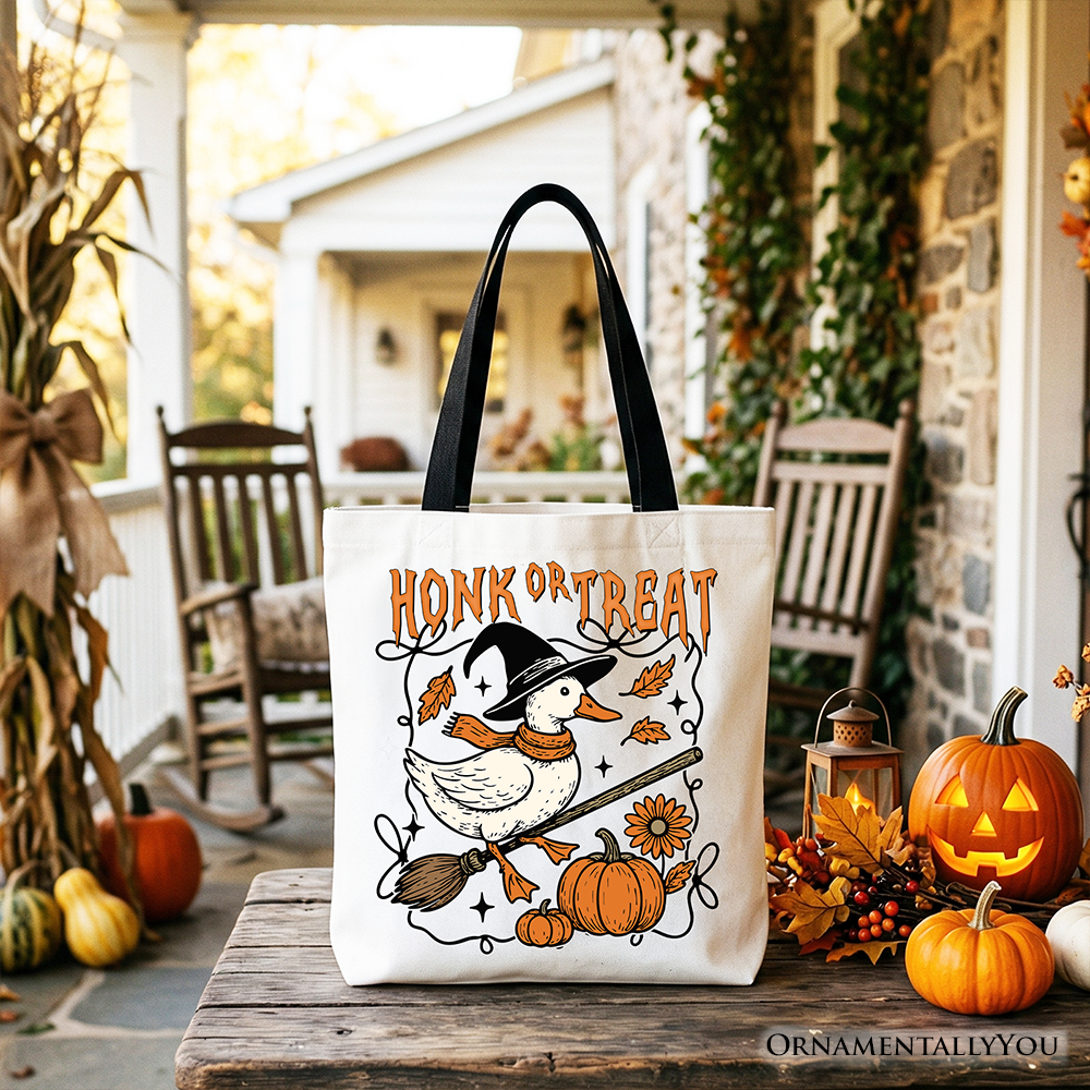 Honk or Treat Goose Tote Bag, Funny Halloween Bird Lover Shopper