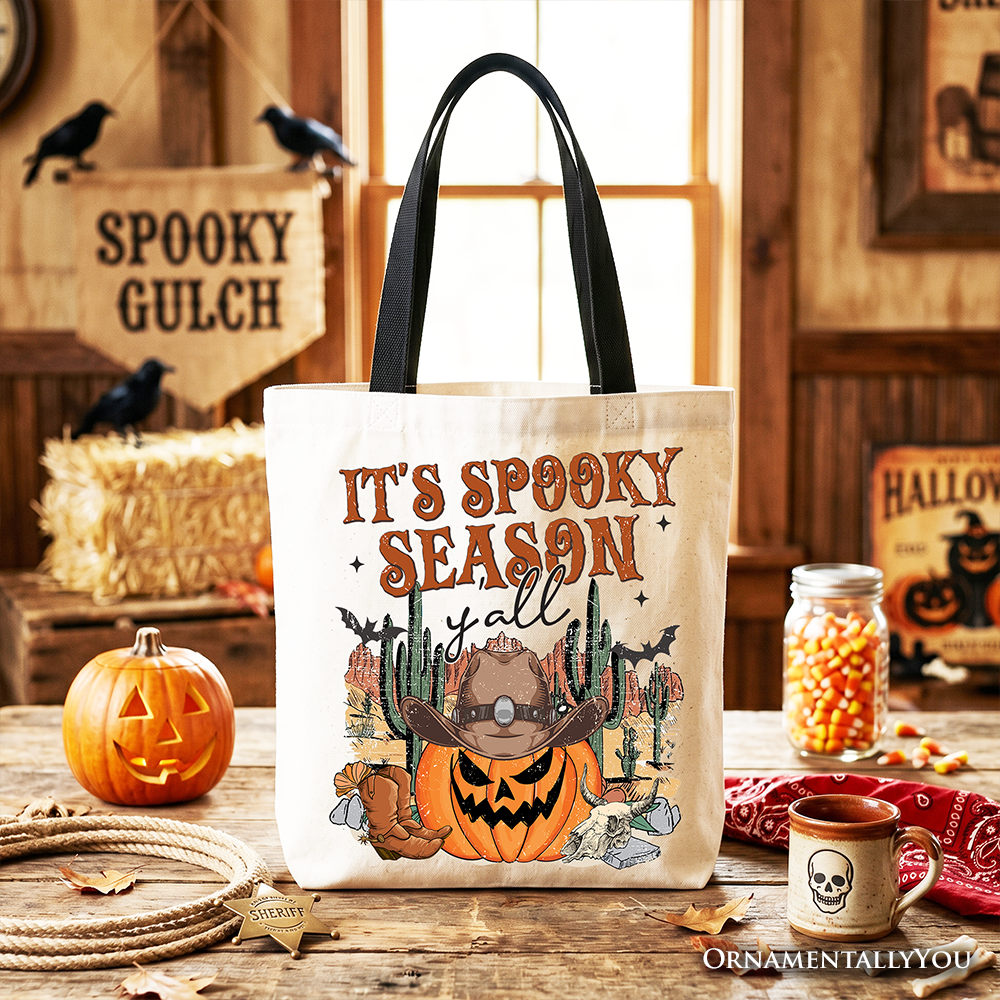 It's Spooky Season Y'all Canvas Tote, Western Halloween Bag