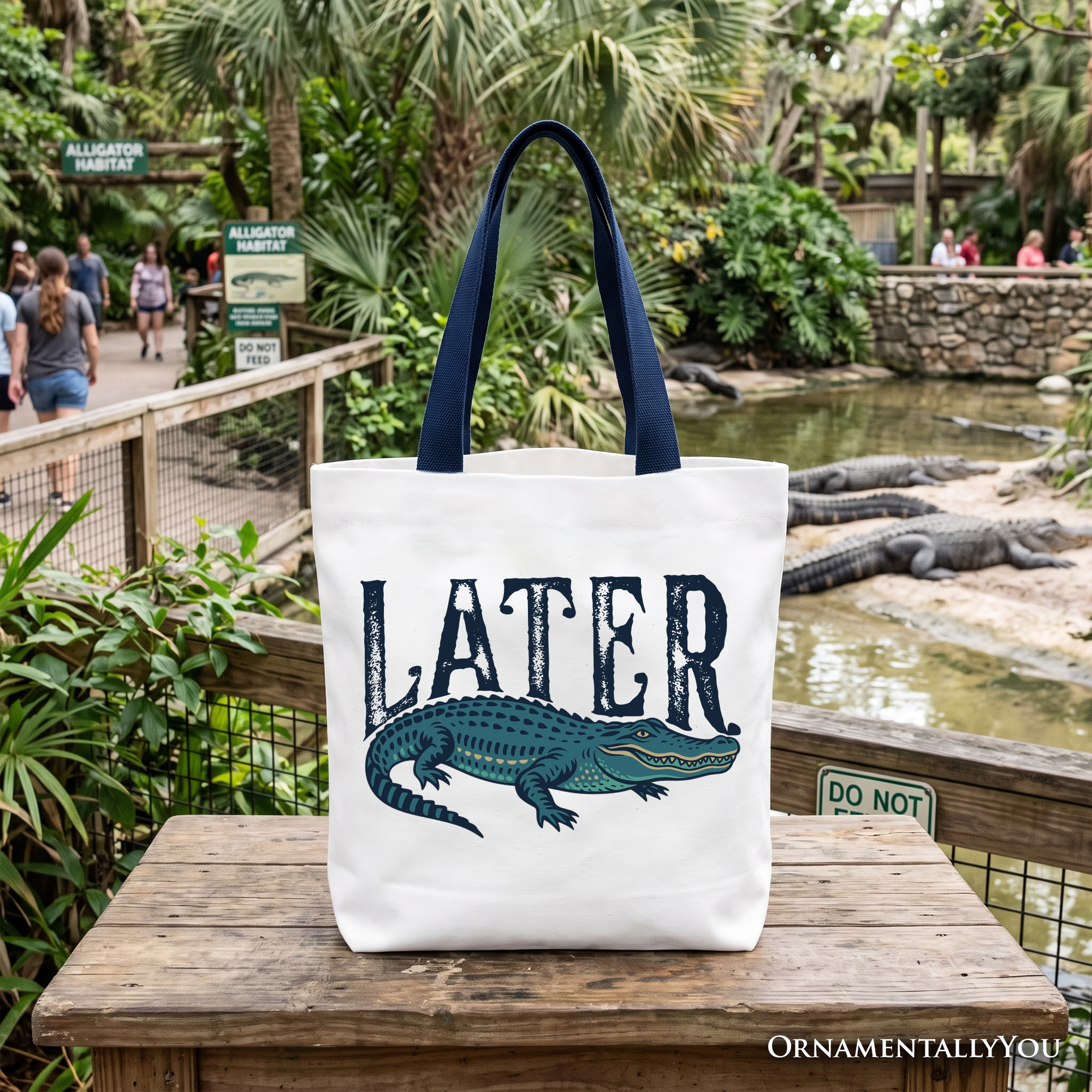 Later Alligator Sarcastic Animal Graphic Cotton Canvas Tote Bag