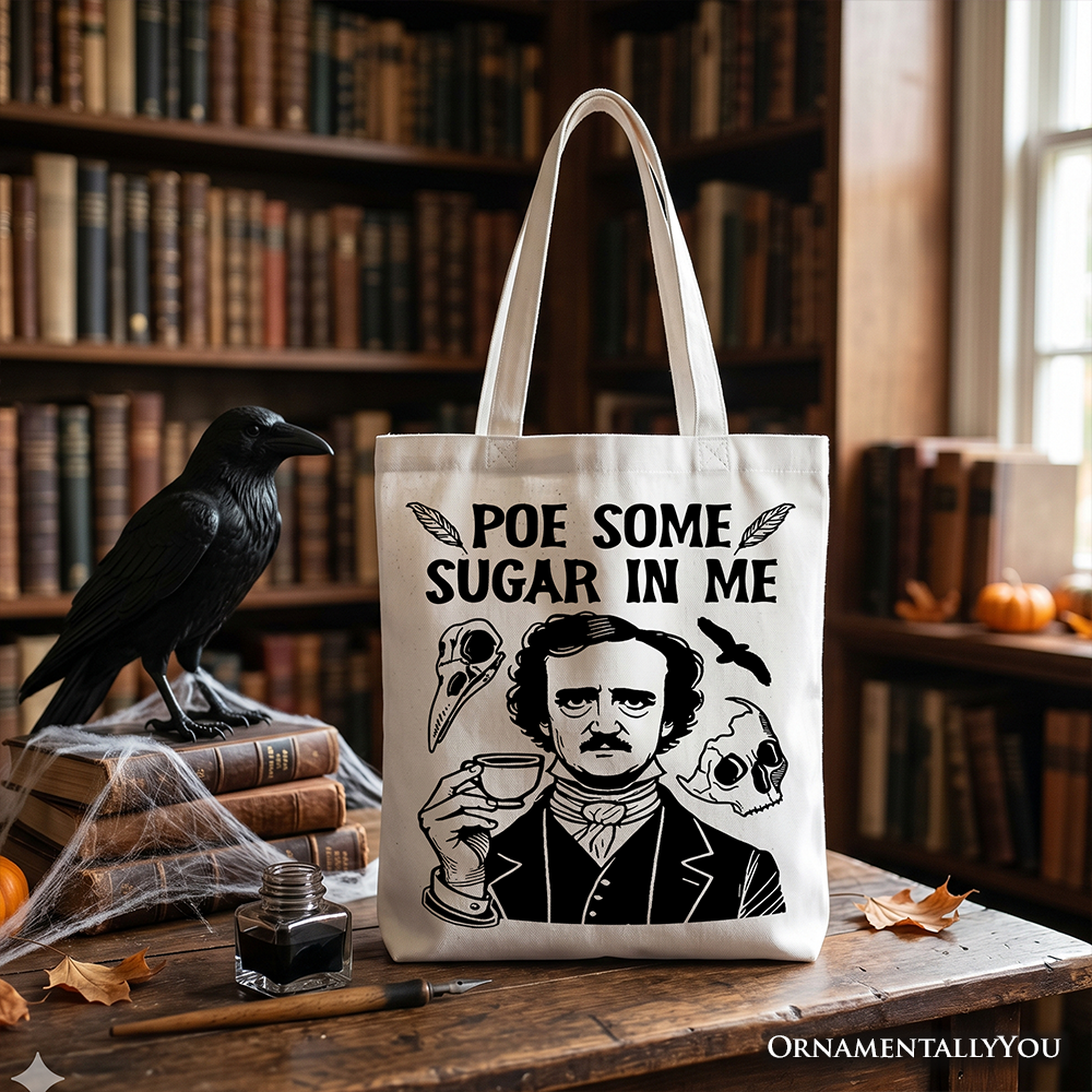 Edgar Allan Poe Tote Bag – Funny Dark Academia Literary Gift