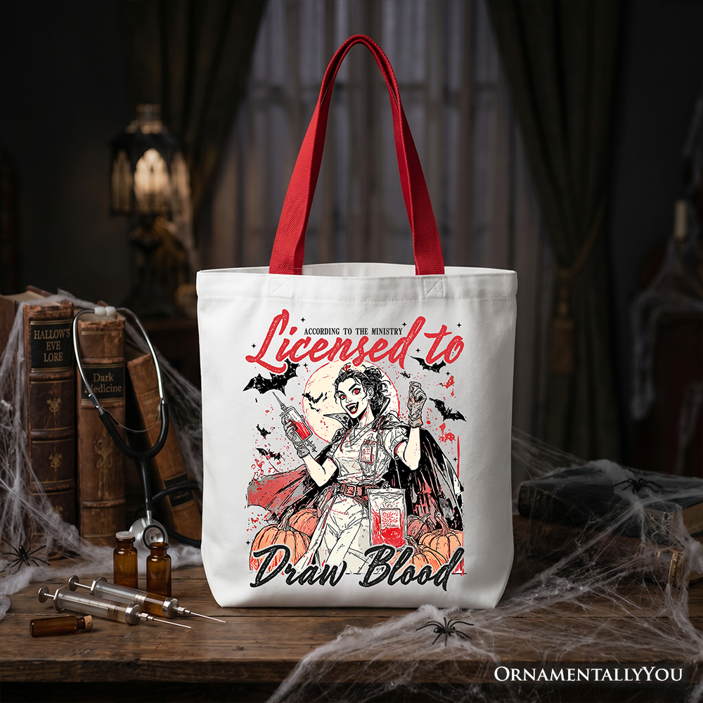 Licensed to Draw Blood Halloween Nurse Tote Bag, Spooky Shopper