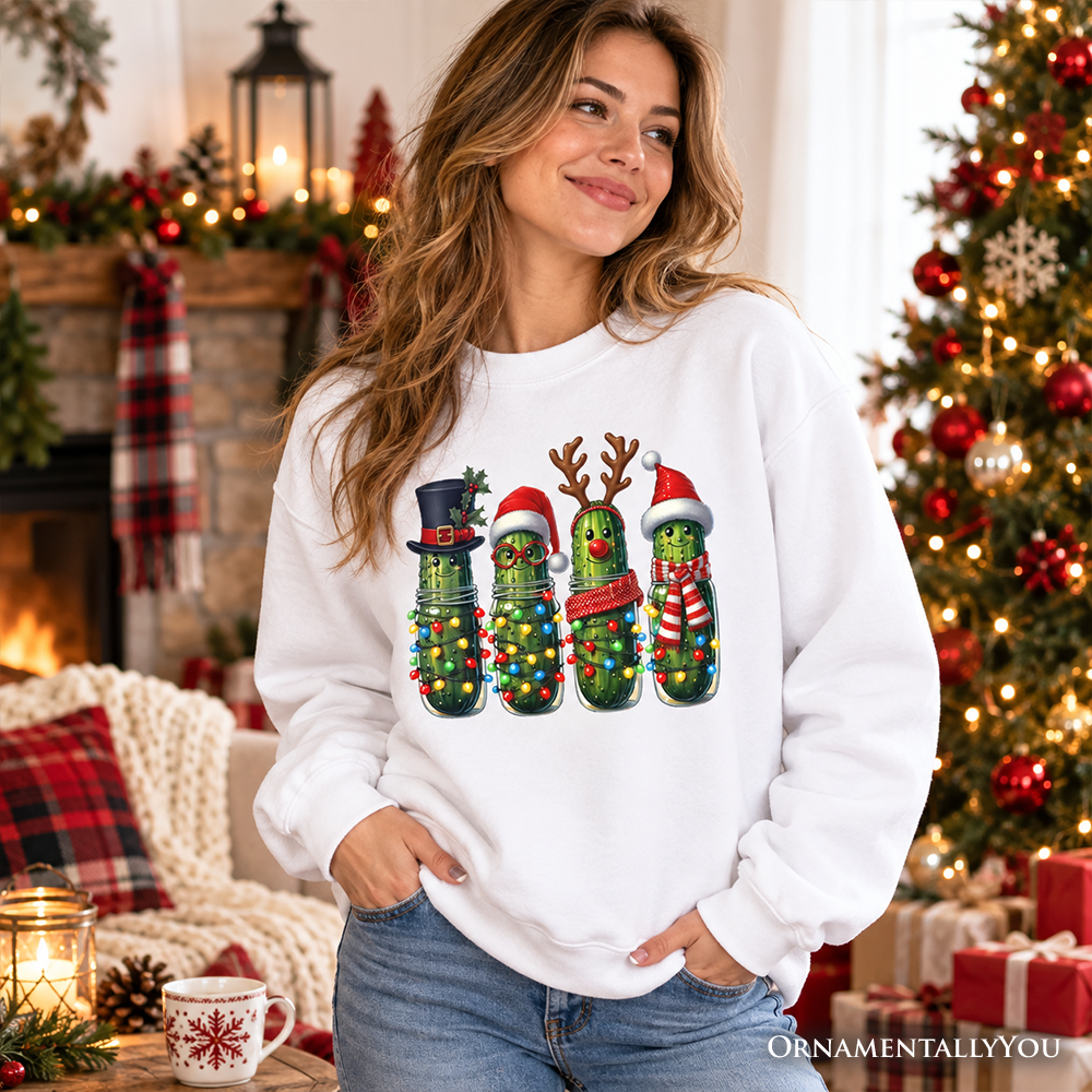 Christmas Pickles Sweatshirt, Festive Holiday Cucumber Holiday Sweater