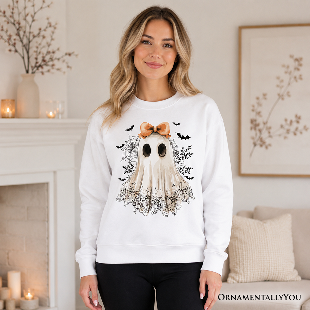 Coquette Ghost Sweatshirt, Cute Halloween Sweater for Girly Ghouls