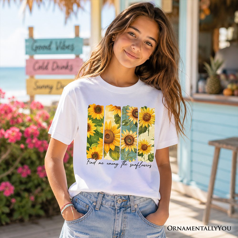 Floral 'Find Me Among the Sunflowers' Kids Graphic T-Shirt