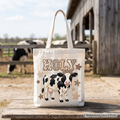 Holy Cow Coquette Tote Bag, Leopard Bow Farm Animal Gift Shopper