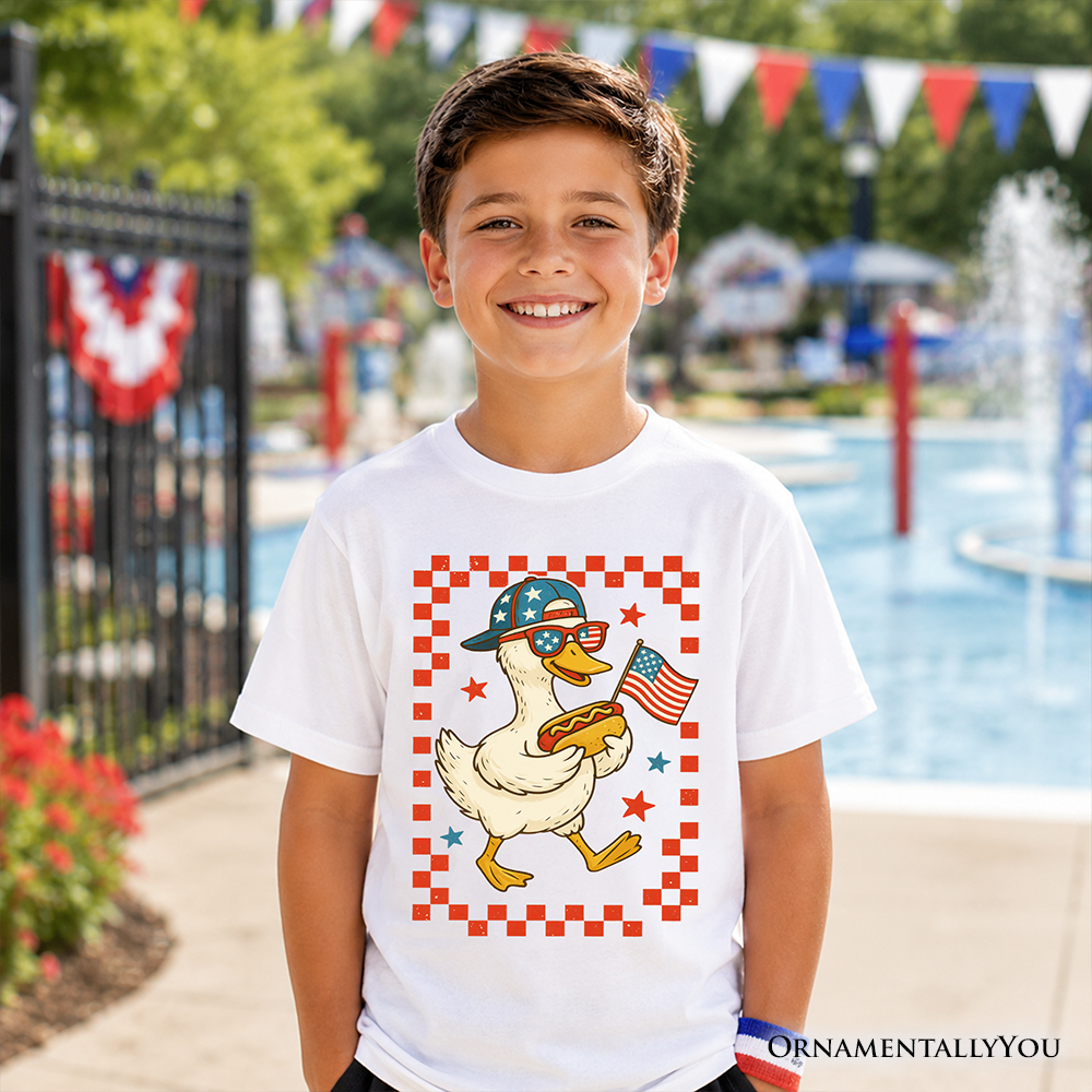 Kids Patriotic 4th of July Duck T-Shirt Independence Day Graphic Tee