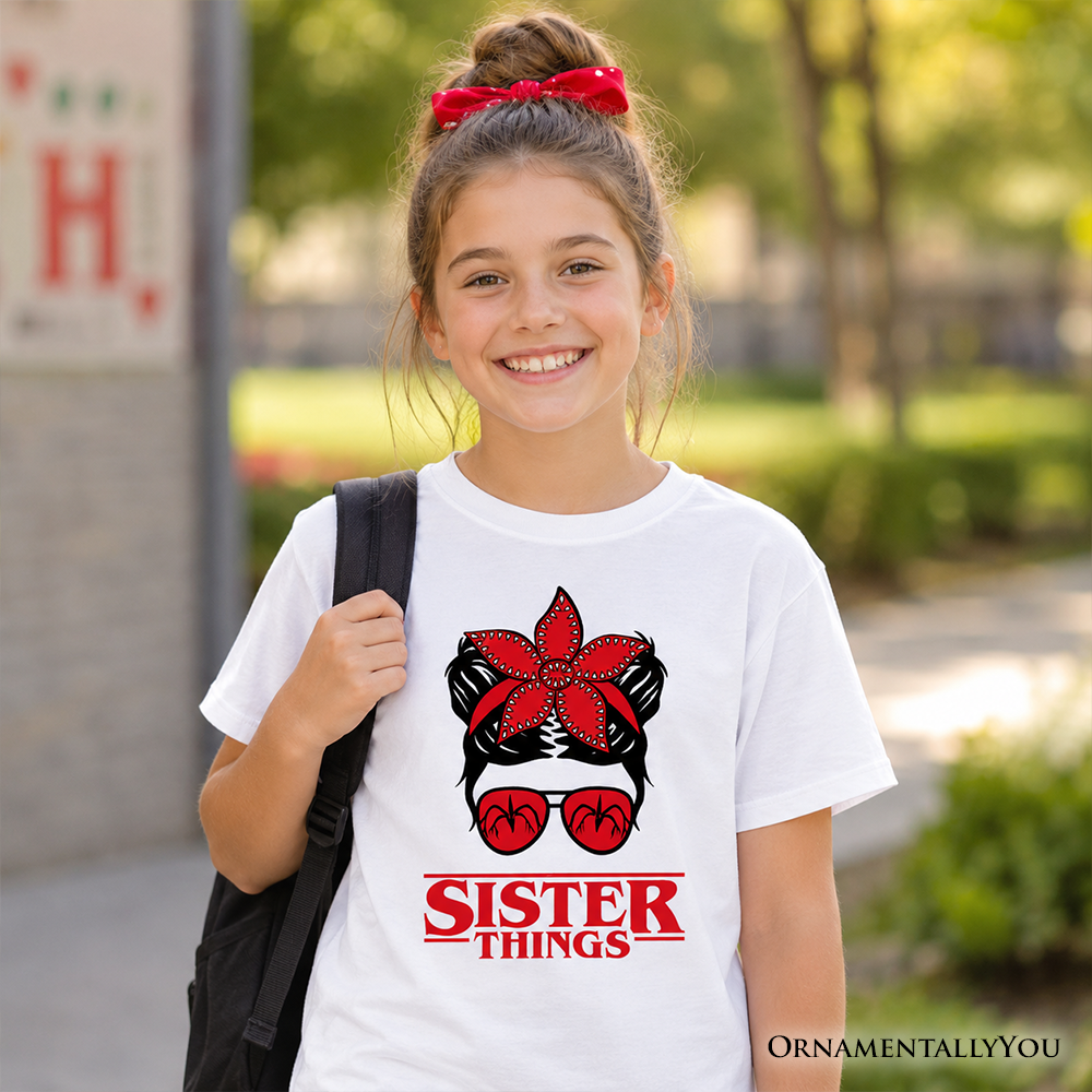 Sister Things Retro Messy Bun Graphic T-Shirt for Kids & Youth