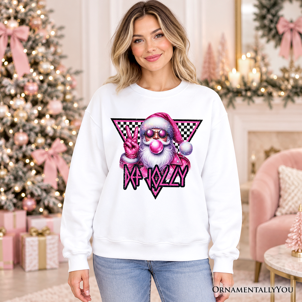 Pink Santa Blowing Bubblegum Sweatshirt, Def Jolly Coquette Retro Christmas Sweater