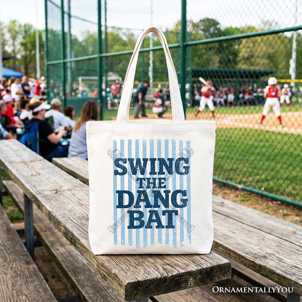 Swing The Dang Bat Softball Mama Canvas Tote Bag Funny Sports Gift