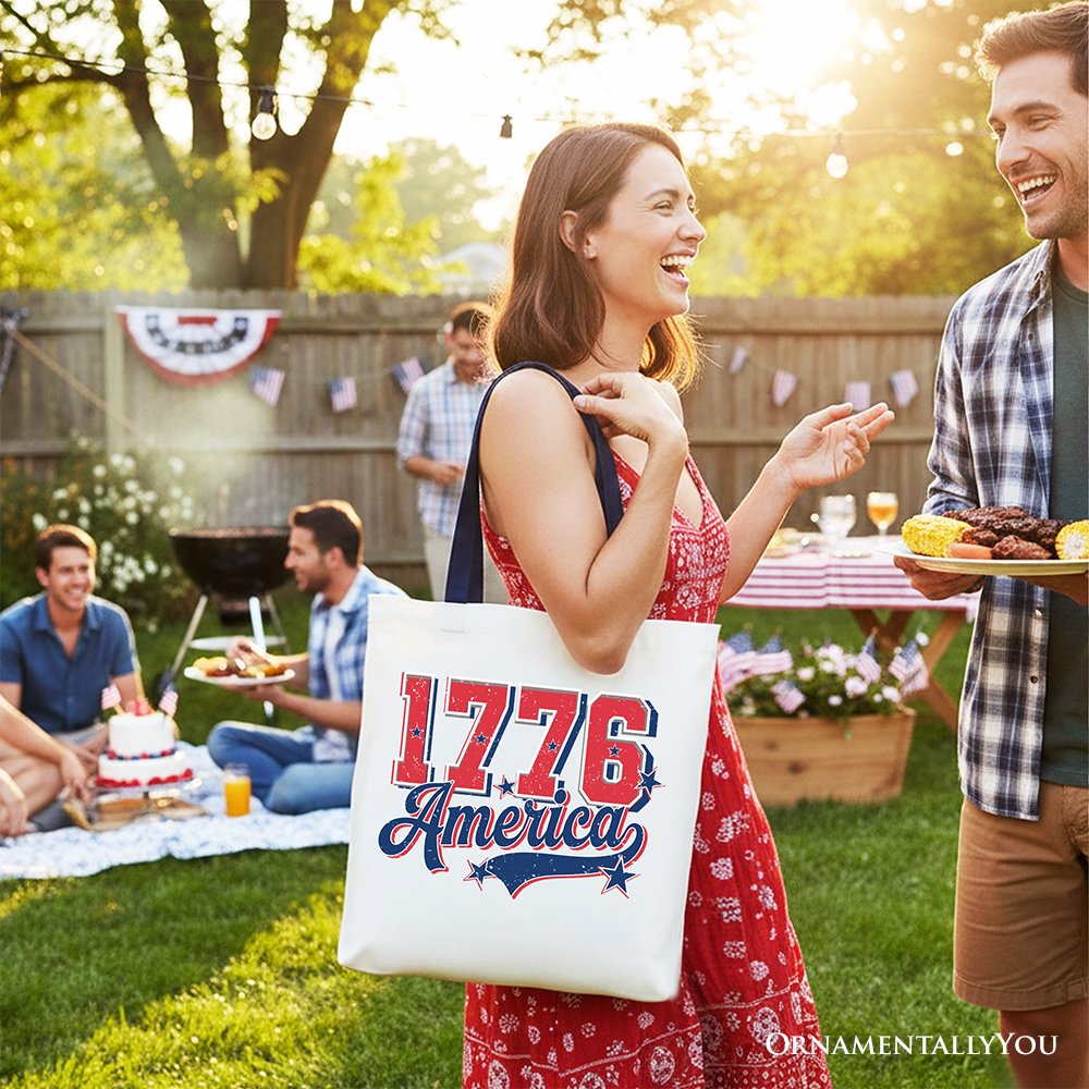 1776 America Vintage Patriotic Tote Bag for 4th of July