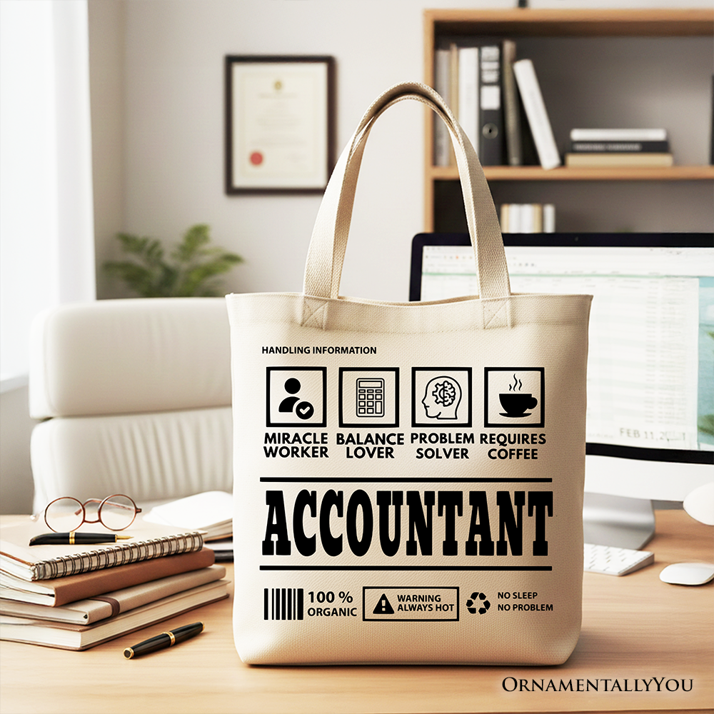 Accountant Nutrition Facts Tote Bag, Funny Bookkeeper Gift