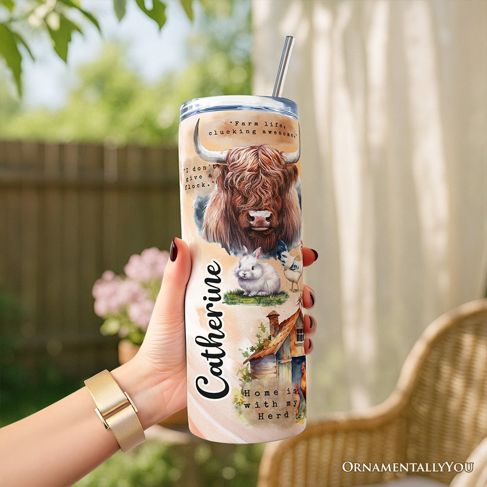 Farmhouse Style 20oz Travel Tumbler with Straw, Rustic Farm Life