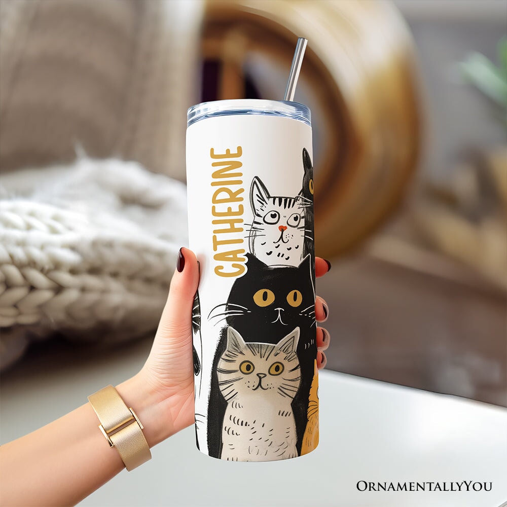 Personalized Animal Rescue Cat 20oz Tumbler with Stainless Straw