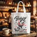 Baking Because Murder Is Wrong Funny Retro Cotton Tote Bag