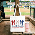 Baseball Is My Favorite Season Tote Bag Coquette Bow Game Day Gift