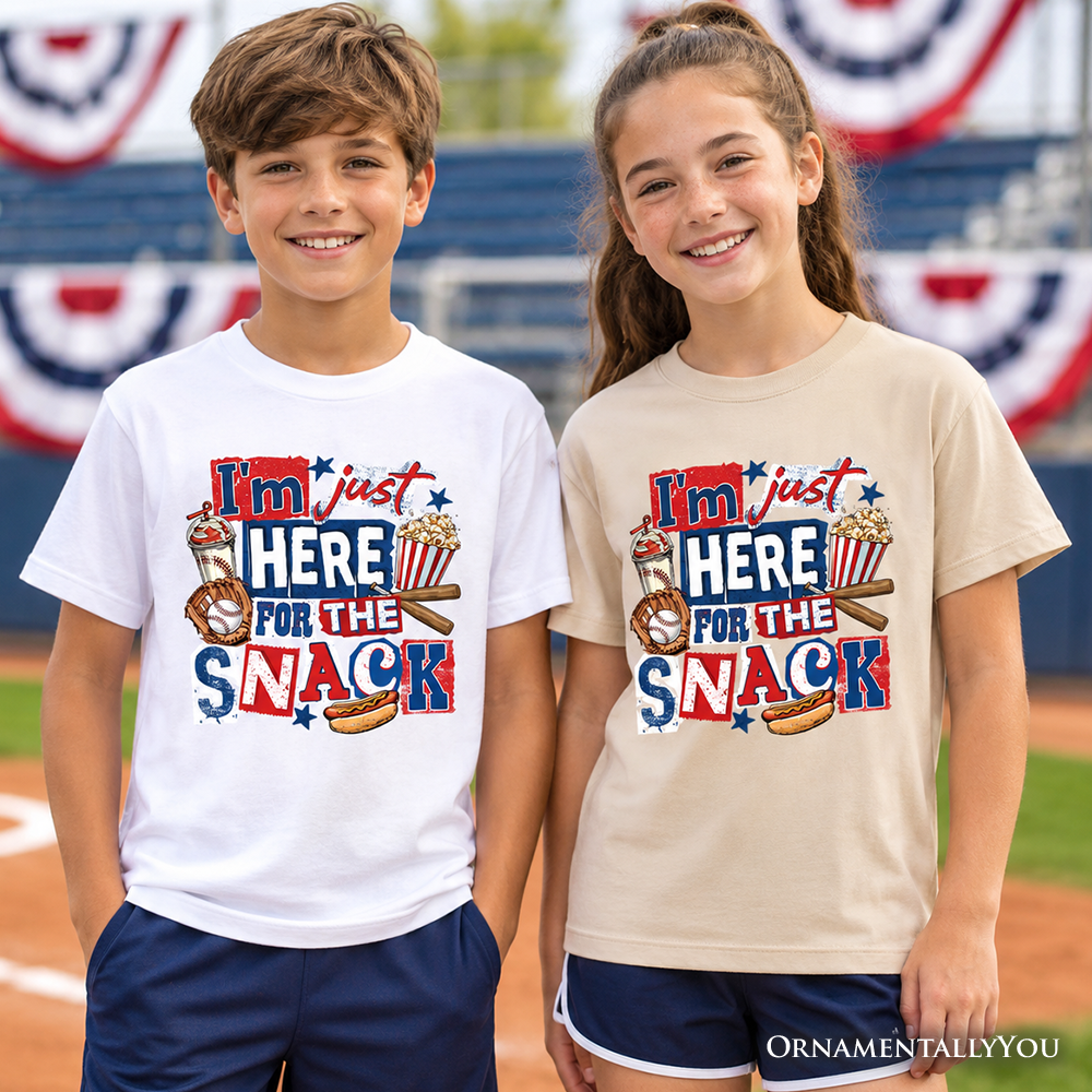 Baseball Snacks Graphic T-Shirt for Kids - Sporty Youth Cotton Tee