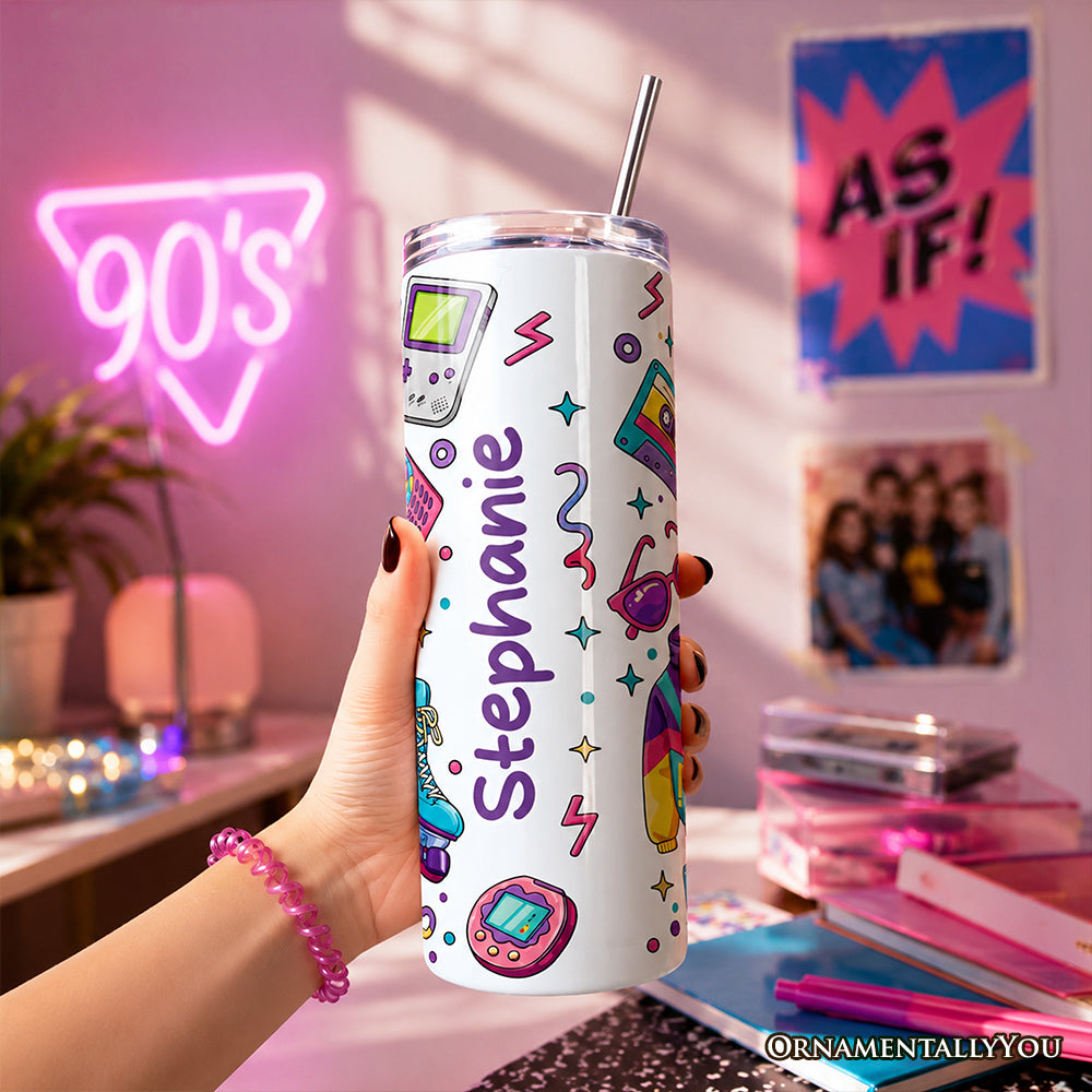 Retro 1900s 90s Style 20oz Stainless Steel Personalized Tumbler