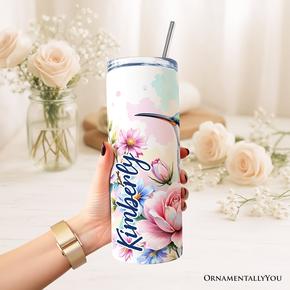 Floral Hummingbird 20oz Stainless Steel Tumbler with Straw