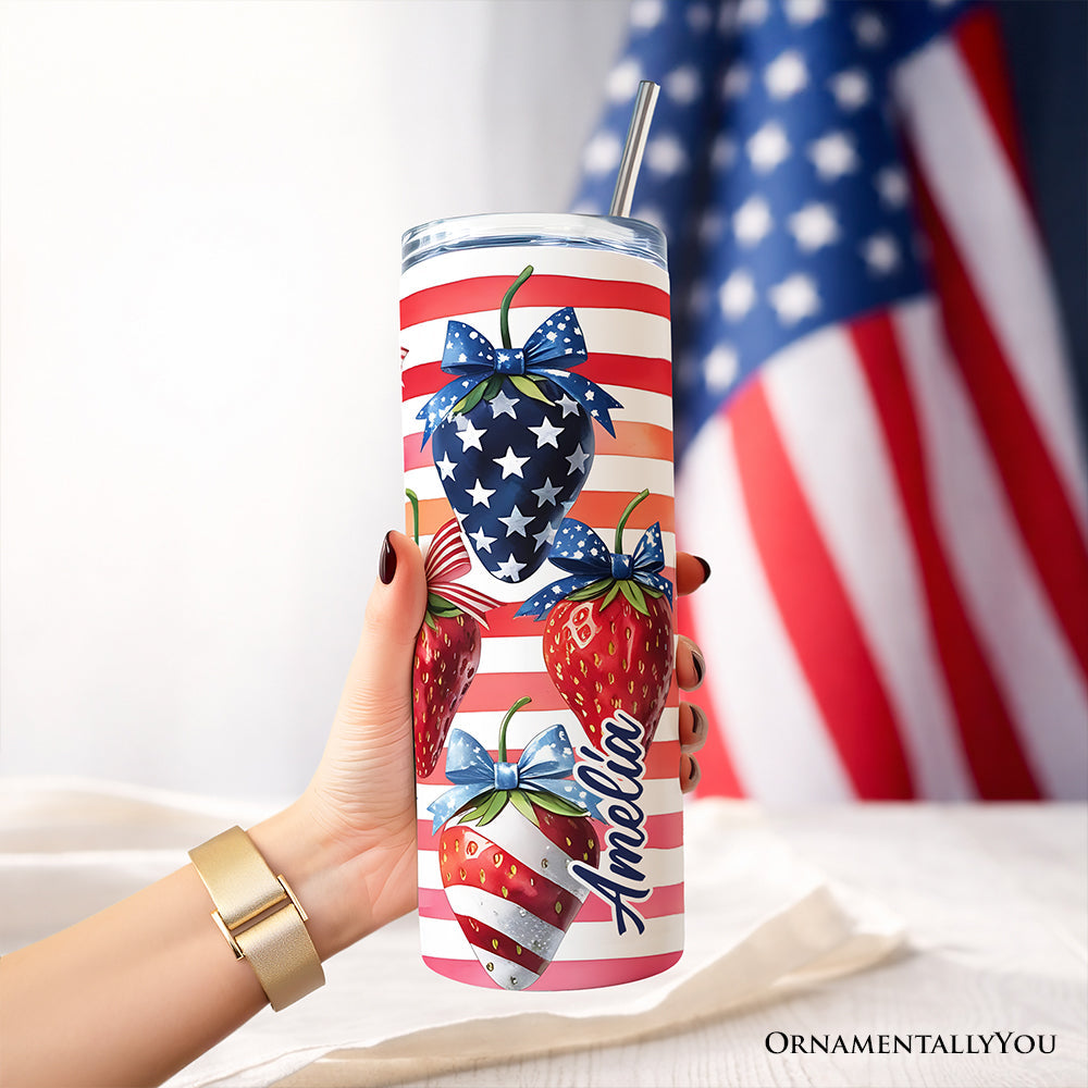 Berry Proud American 20oz Patriotic Strawberry Tumbler