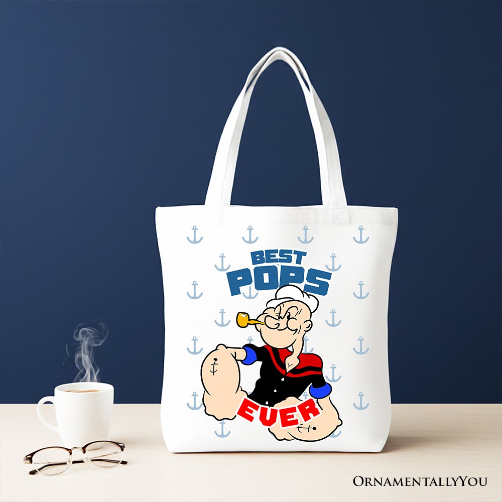Best Pops Ever Popeye Canvas Tote Bag Dad Gift Shopper