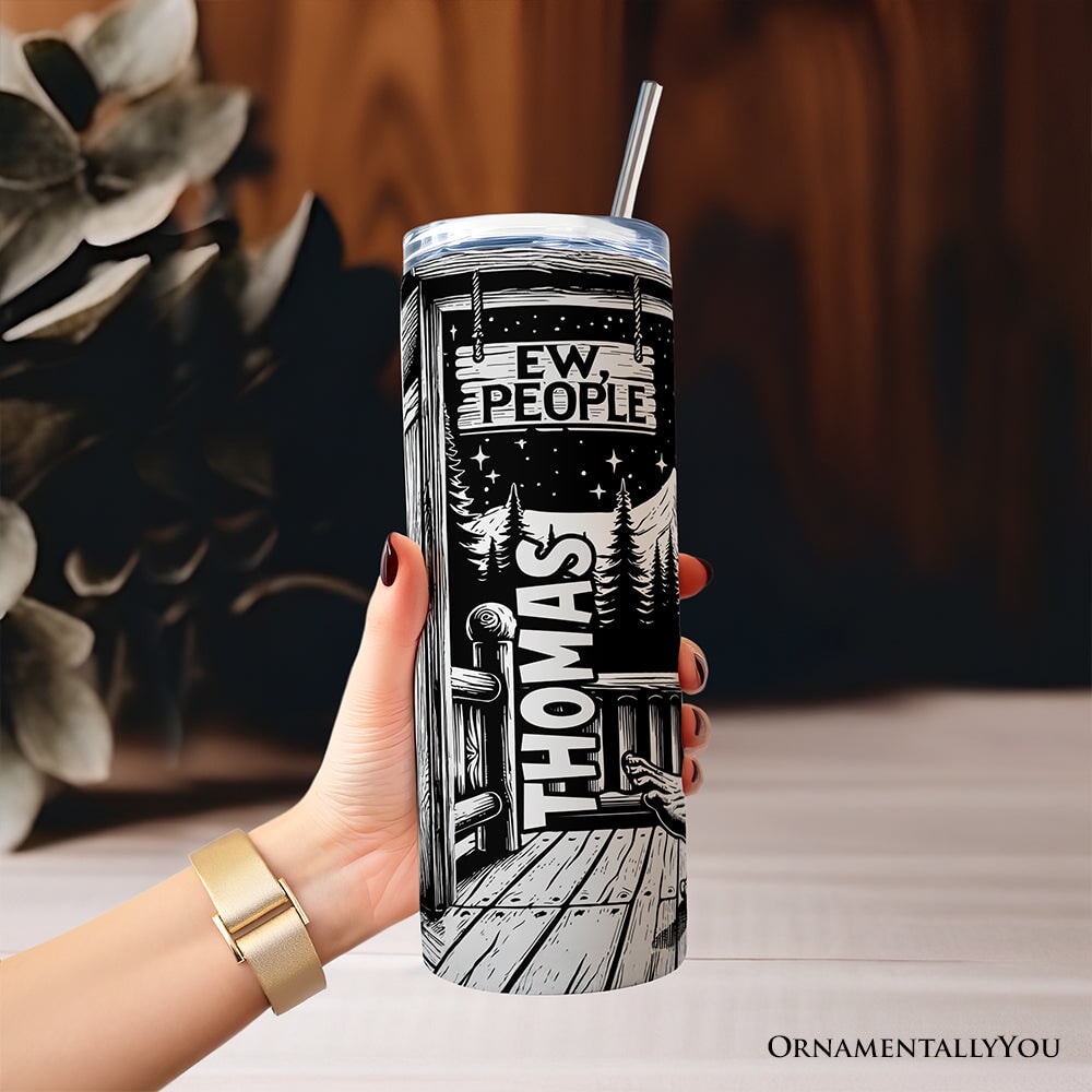 Bigfoot Camping 20oz Personalized Tumbler, Funny Introvert Gift