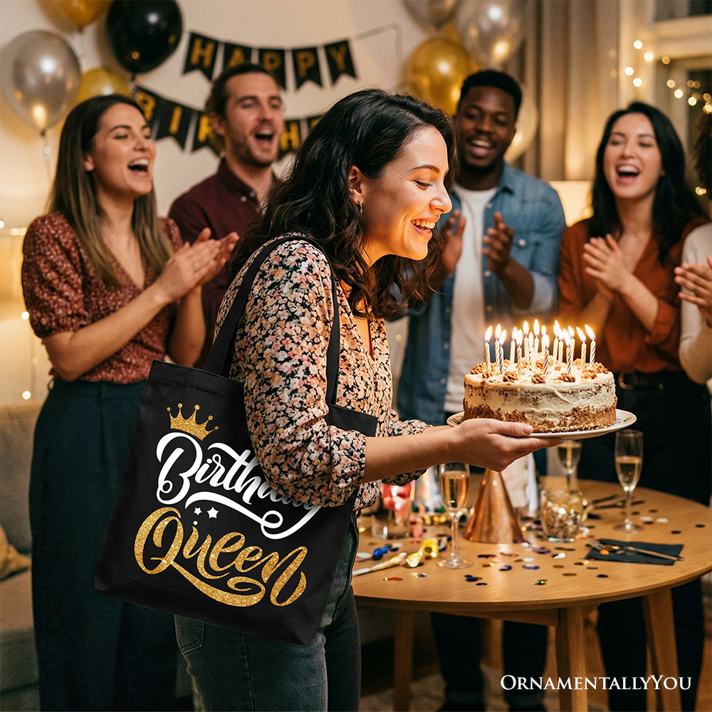 Birthday Queen Tote Bag Glam Party Shopper for Stylish Women