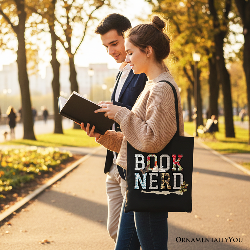Book Nerd Collage Retro Tote Bag, Librarian Booktok Gift