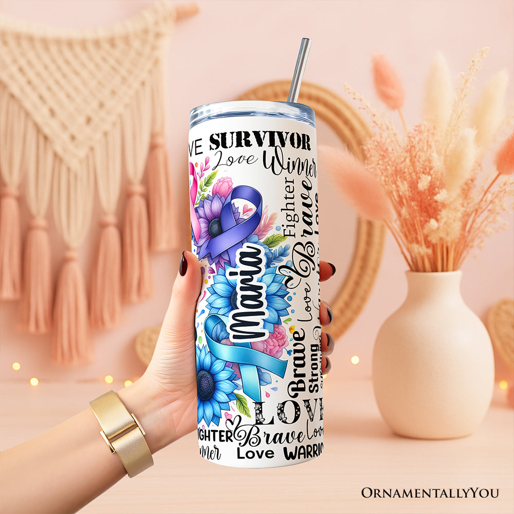 Cancer Awareness Floral 20oz Personalized Survivor Support Cup