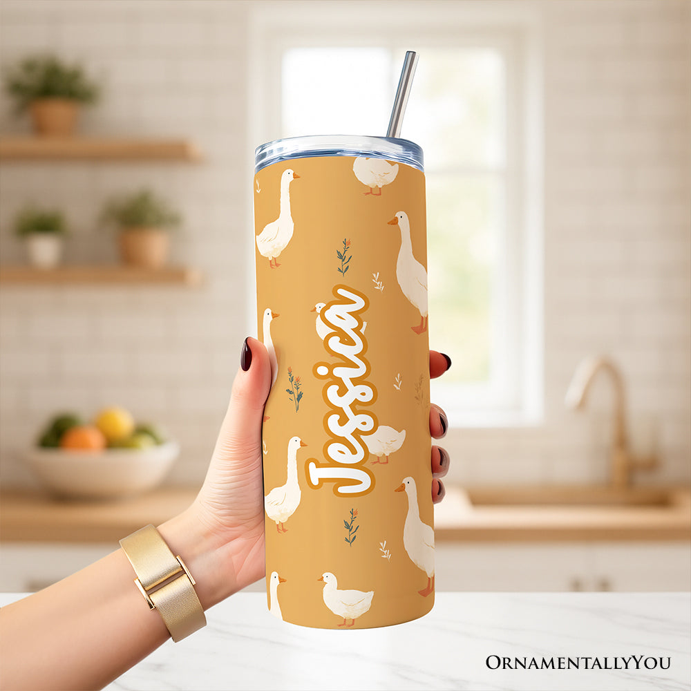 Charming Goose Pattern 20oz Tumbler, Farmhouse Travel Mug