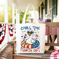 Chill The Fourth Out Goose Canvas Tote Bag, Funny 4th of July
