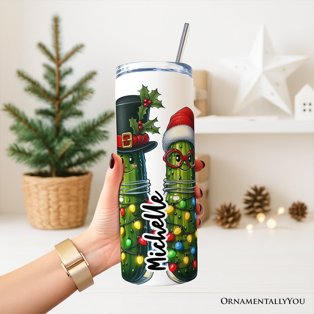 Christmas Pickles Personalized 20oz Tumbler with Straw