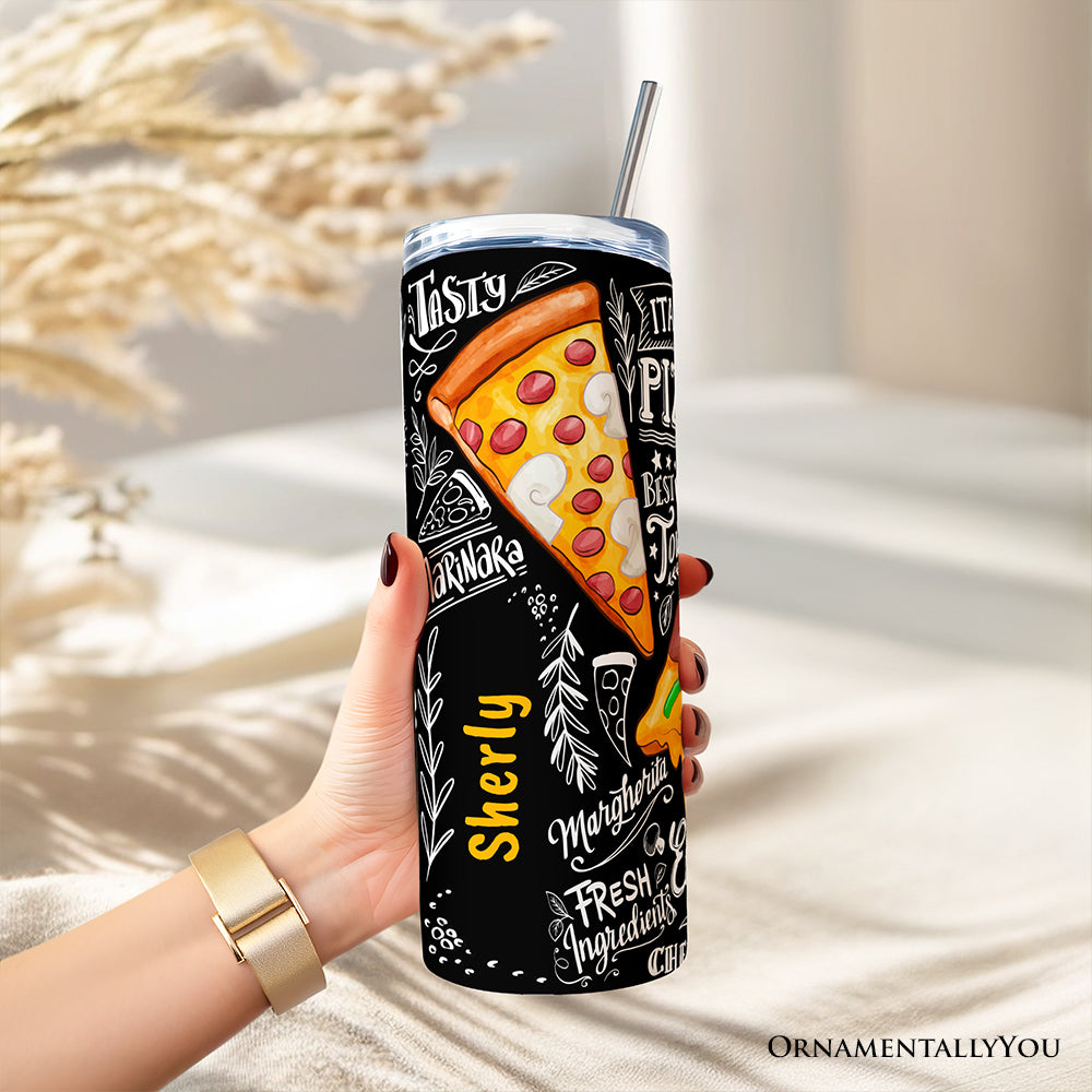 Pizza Slice Chalk Art 20oz Stainless Steel Travel Tumbler Cup