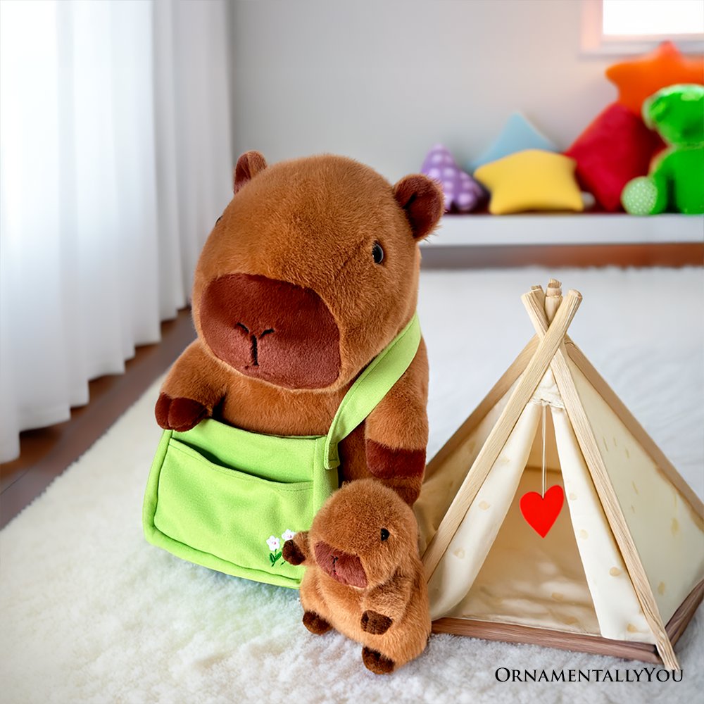 Coco the Capybara and Baby Plushie Set - 12" Stuffed Animal Duo