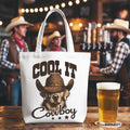 Cool It Cowboy Golden Retriever Canvas Tote Bag, Western Shopper