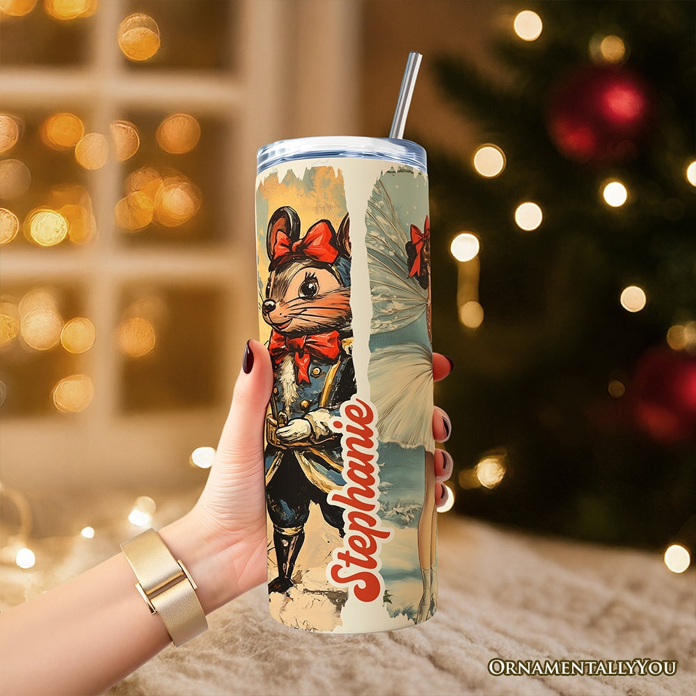 Personalized Nutcracker 20oz Tumbler, Coquette Bow Christmas Cup