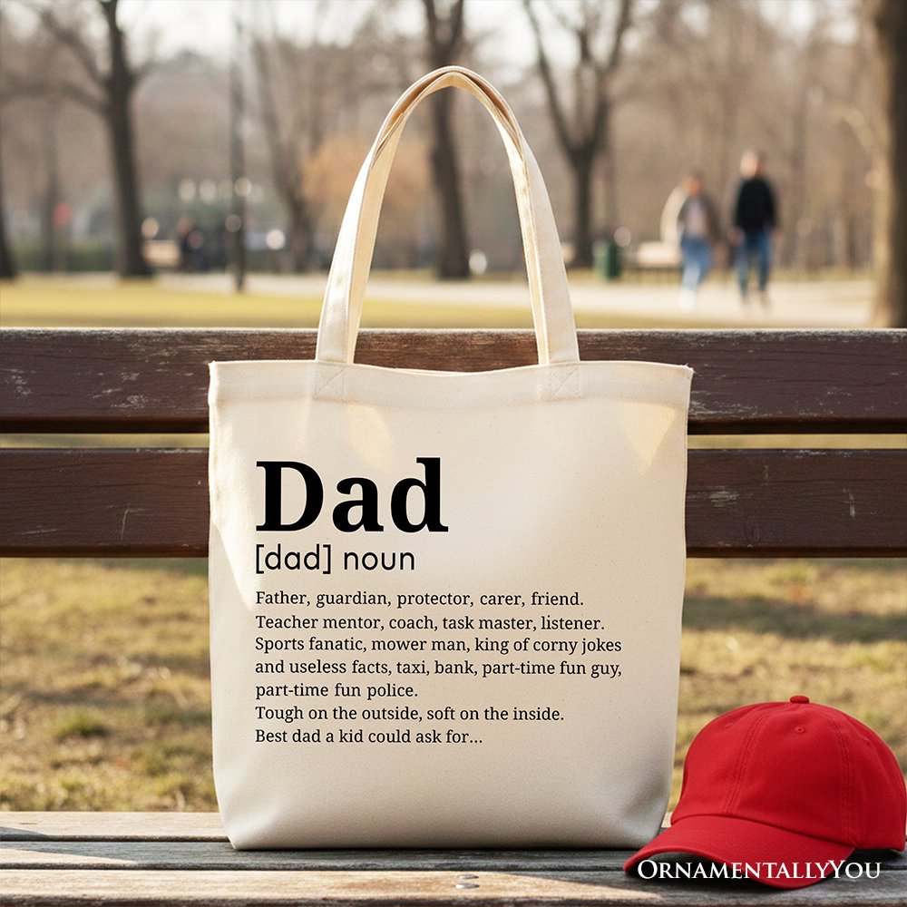 Funny Dad Definition Cotton Canvas Tote Bag, Minimalist Shopper