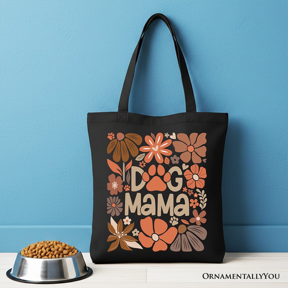 Dog Mama Boho Floral Canvas Tote Bag for Pet Lovers