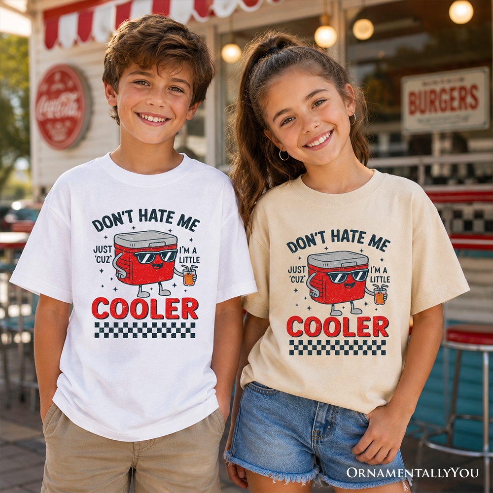 Funny 'A Little Cooler' Kids Graphic T-Shirt in White or Beige