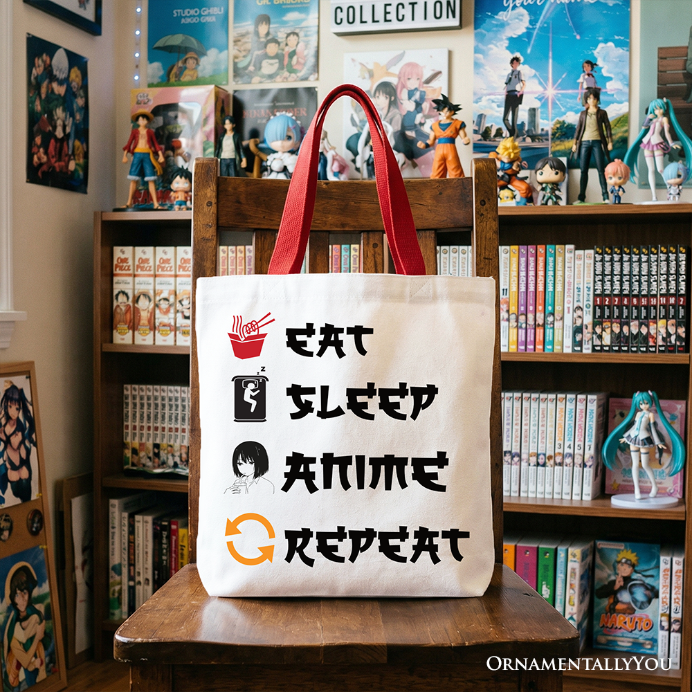 Eat Sleep Anime Repeat Tote Bag, Funny Otaku Gift Shopper