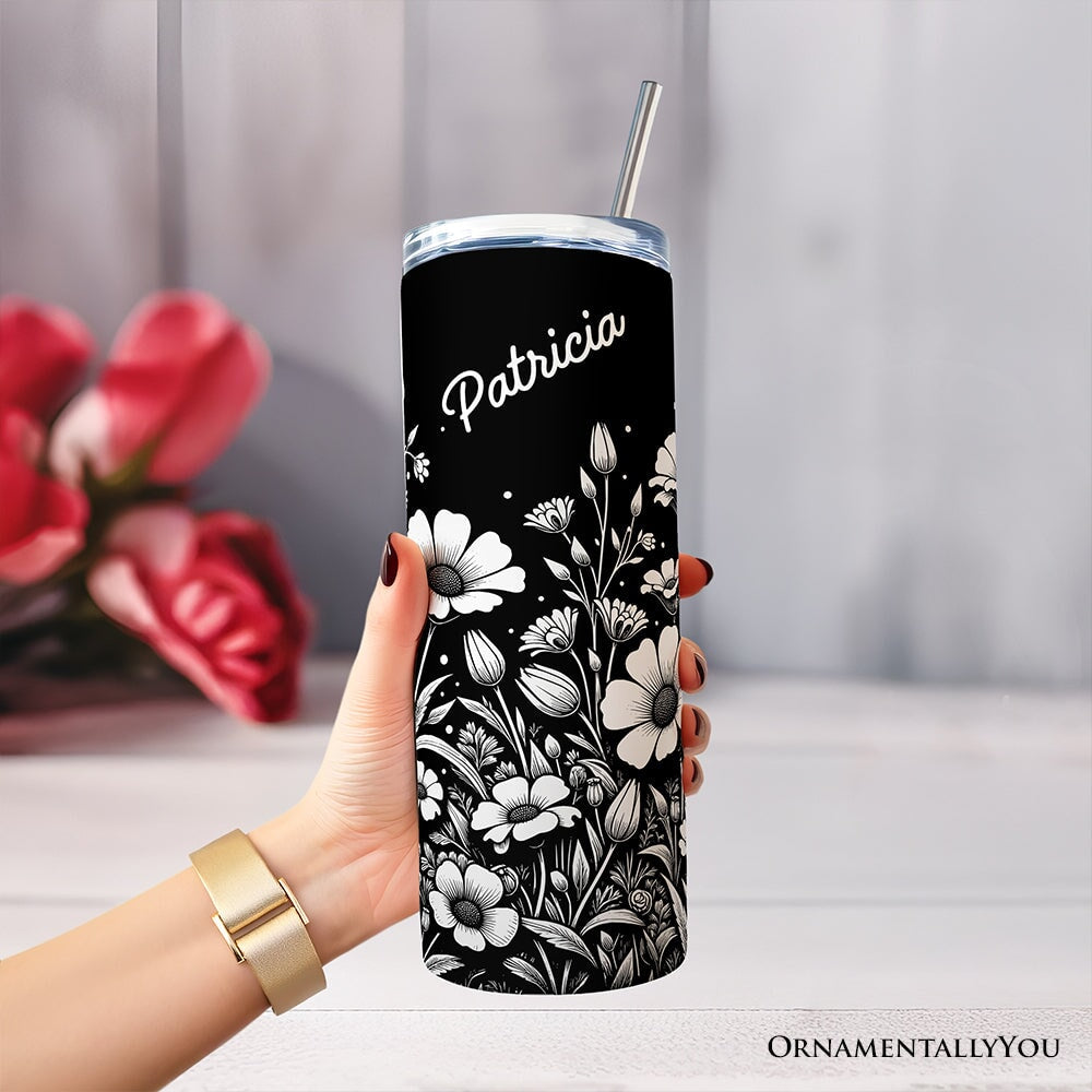 Elegant Wildflower Meadow 20oz Personalized Minimalist Tumbler